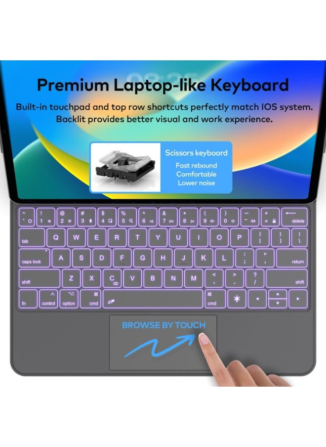 Generic Arabic and English bilingual keyboard Keyboard Case for iPad Air 13 (M3 2025 / M2 2024) and iPad Pro 12.9 inch 6th / 5th / 4th / 3rd Generation – Magic-Style Magnetic Keyboard Case with Multi-Touch Trackpad – Floating Cantilever Stand  - Image 3