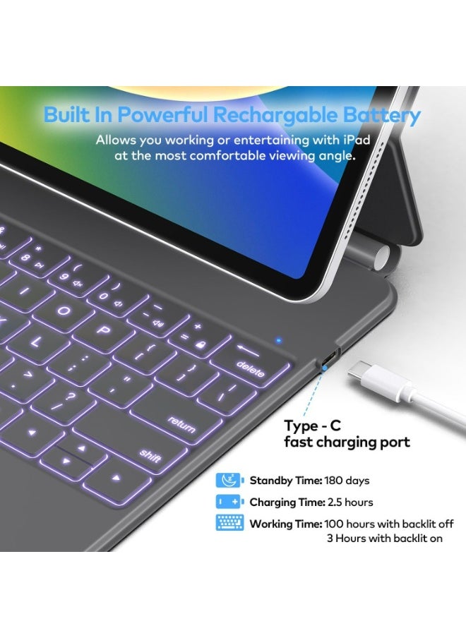 Arabic and English bilingual keyboard Keyboard Case for iPad Air 13 (M3 2025 / M2 2024) and iPad Pro 12.9 inch 6th / 5th / 4th / 3rd Generation – Magic-Style Magnetic Keyboard Case with Multi-Touch Trackpad – Floating Cantilever Stand