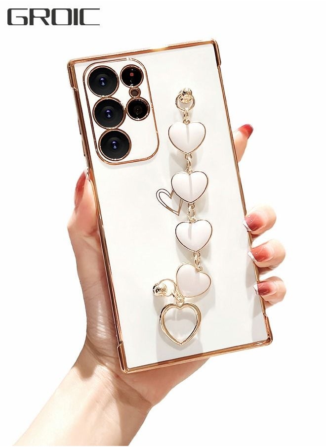 GROIC Phone Case For Samsung Galaxy S23 Ultra 6.8 Inch, Love Wrist Bracelet Cute Girl Phone Cover Soft Cushioning Silicone Shockproof Band Phone Shell For Galaxy S23 Ultra 6.8 Inch White  - Image 1