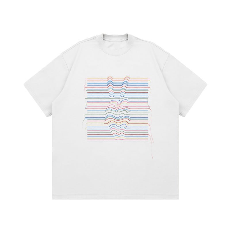 Niche Design Sense Three-Dimensional Printed Short-Sleeved T-Shirt Men'S Summer Instagram Popular Brand Street Style Loose Heavy Student Top - Image 5
