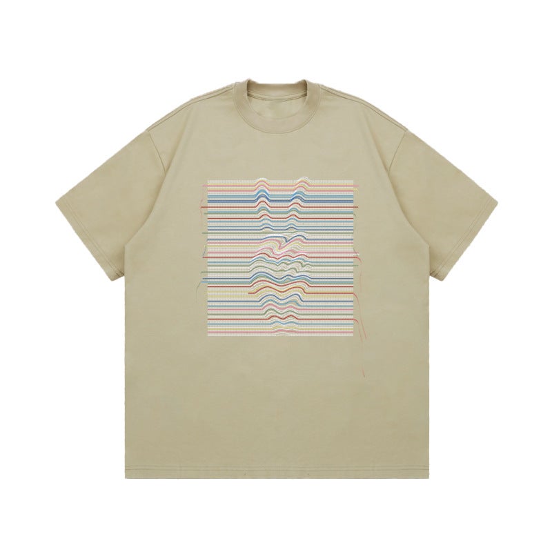 Niche Design Sense Three-Dimensional Printed Short-Sleeved T-Shirt Men'S Summer Instagram Popular Brand Street Style Loose Heavy Student Top - Image 1