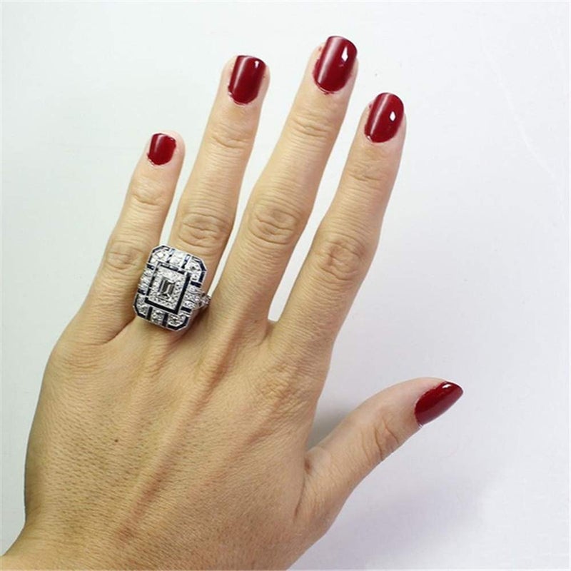 Goldenchen Fashion Jewelry Amethyst Silver Wedding Engagement Ring Art Deco Women Jewelry Gift Size 6-10 (9) - Image 2