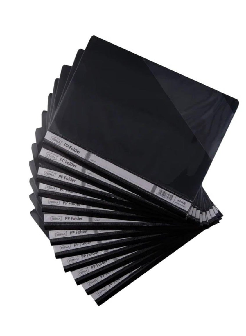 Prima File PRIMA 12-Piece Clear File Folder A4 Black | Best Price KSA | Riyadh, Jeddah