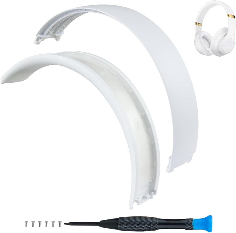SOPROM Rubber Headband Replacement Cover for Beats Studio 2 & Studio 3 Wired &Wireless Headphones, Plastic Headstrap Pad Repair Parts Accessories (Studio3-White) - Image 1