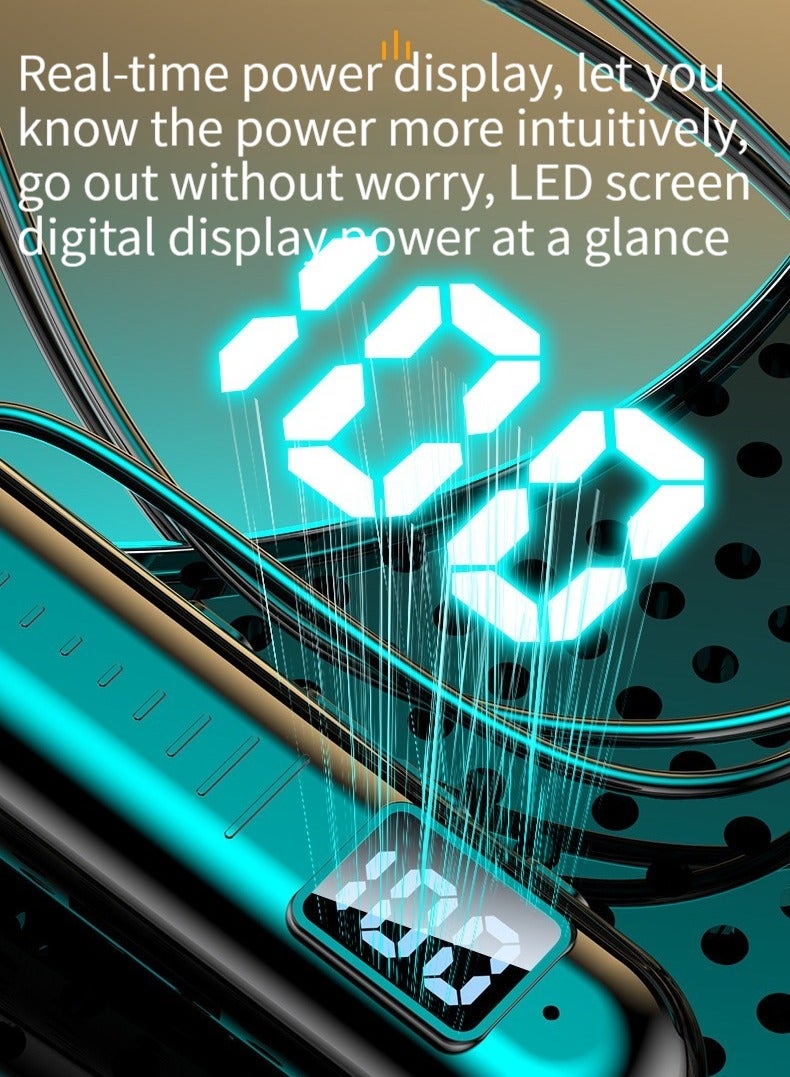 Wireless neck-mounted Bluetooth headset battery display ultra-long standby neck-mounted sports headset black - Image 2