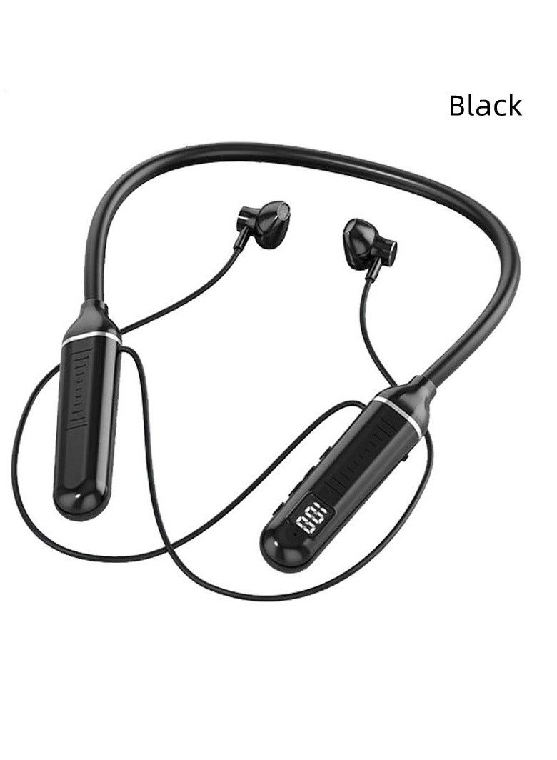 Wireless neck-mounted Bluetooth headset battery display ultra-long standby neck-mounted sports headset black - Image 1