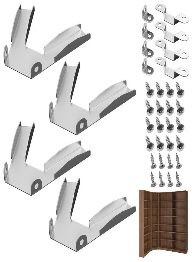 WFCYX 4 Sets Corner Hardware, Corner Fittings Kit, Galvanized, Compatible with IKEA Billy Bookcase 15" Wide 11" Deep, for Use on Bookcase Corners, Keeping The Bookcases in Place - Image 1