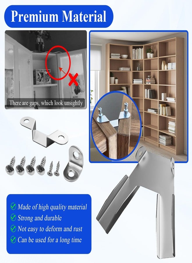 WFCYX 4 Sets Corner Hardware, Corner Fittings Kit, Galvanized, Compatible with IKEA Billy Bookcase 15" Wide 11" Deep, for Use on Bookcase Corners, Keeping The Bookcases in Place - Image 5