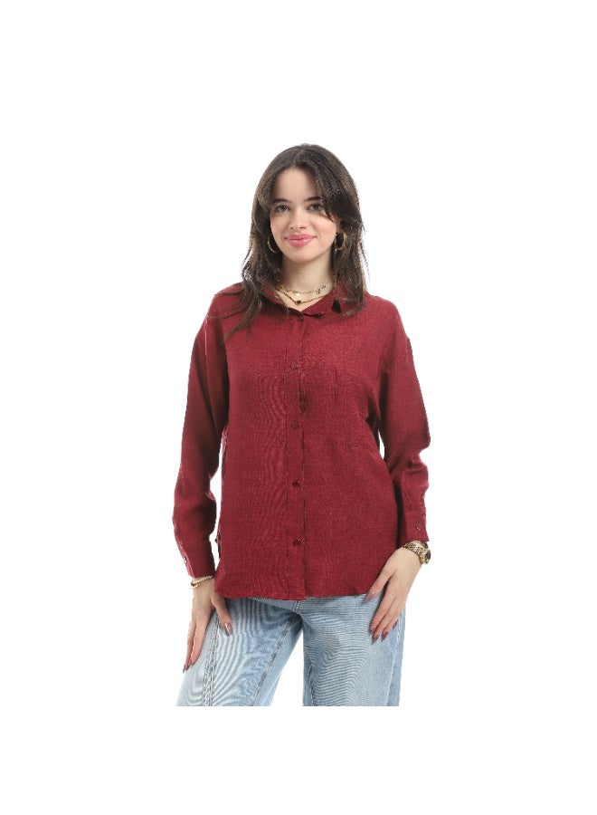 Master Jeans Classic Button-Down Shirt, Women's Long Sleeve, Relaxed Fit, Linen - Image 1