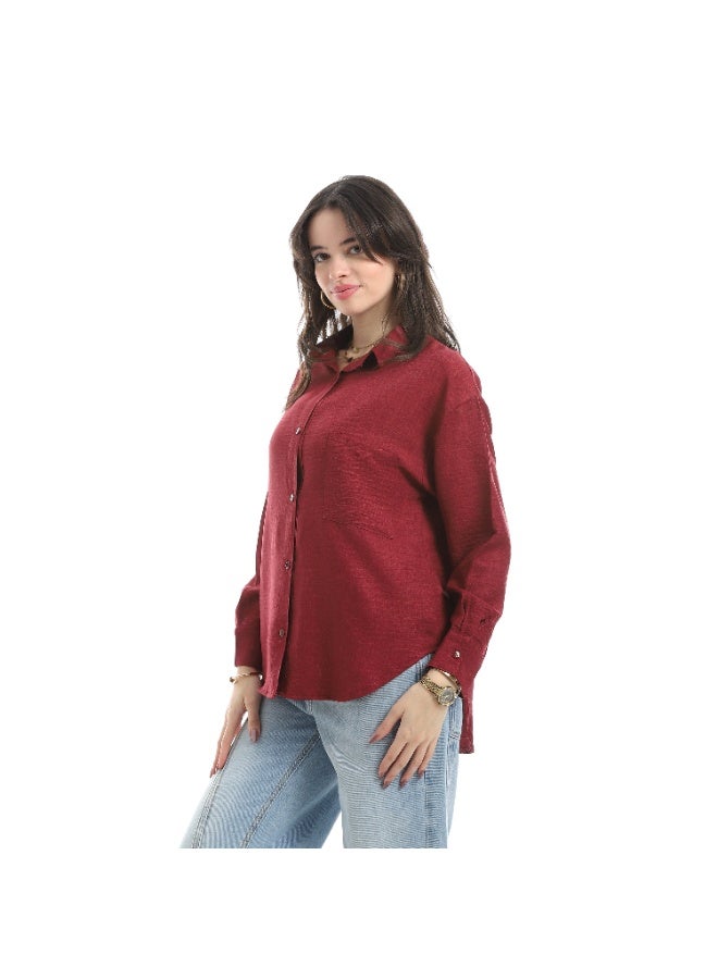 Master Jeans Classic Button-Down Shirt, Women's Long Sleeve, Relaxed Fit, Linen - Image 2