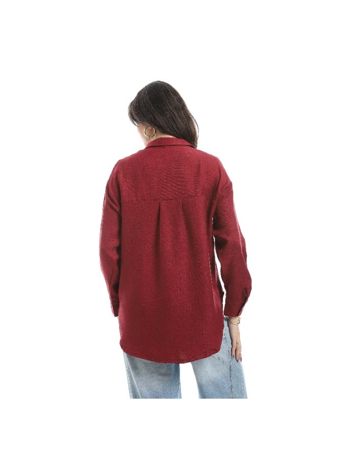 Master Jeans Classic Button-Down Shirt, Women's Long Sleeve, Relaxed Fit, Linen - Image 3