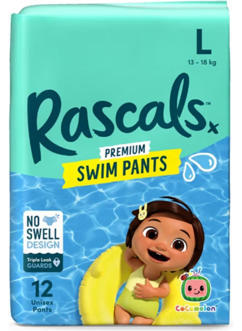 Rascals Premium Baby Swimming Diaper Pants - Advanced Leak Protection Swimming Diaper Pants For Little Swimmers - Extra Stretchy Waistband Swim Pants Size 5 (13-18 Kg) - Pack of 12 - Image 1