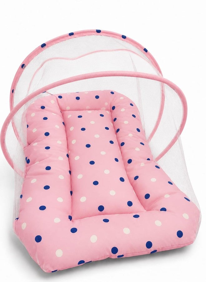 DADDY G 3-in-1 Baby & Sleeping Bag for Newborn | Portable Cotton Baby Bedding Set | Unisex Carry Nest & Baby Holder for New Born | Soft & Lightweight Infant Sleep Bag (Net Bed Pink Dot)