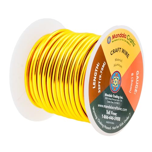 Mandala Crafts 22 Gauge Anodized Aluminum Craft Wire for Jewelry Making - 100 FT Colored Flexible Light Gold Tone Wire - Bendable for Bonsai Armature Crafting Sculpting - Image 2