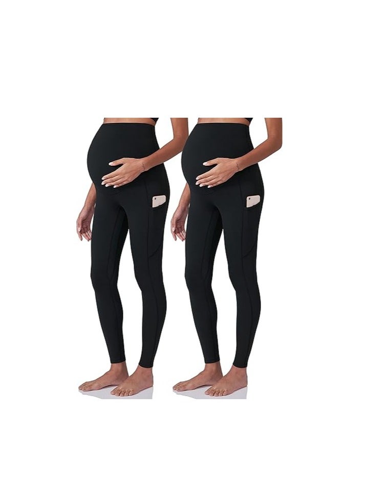 Generic - Women's Maternity Workout Leggings Over The Belly Pregnancy Yoga Pants with Pockets Soft Activewear Work Pants - Image 1