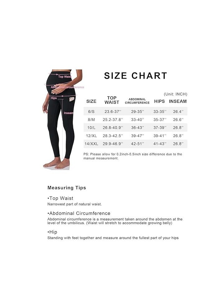 Generic - Women's Maternity Workout Leggings Over The Belly Pregnancy Yoga Pants with Pockets Soft Activewear Work Pants - Image 1