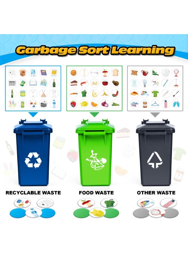 HALAMODO Garbage Collection Truck Toy With 3 Bins and Trash Cards, Large Size Garbage Truck Toy With Lights And Music Simulation Engineering Vehicle, Friction Power Toy Car , Cultivate Hand-Eye Coordination and Intelligence Development, Boys Toy Car Baby Toy Car Children Gift Party Favor - Image 5