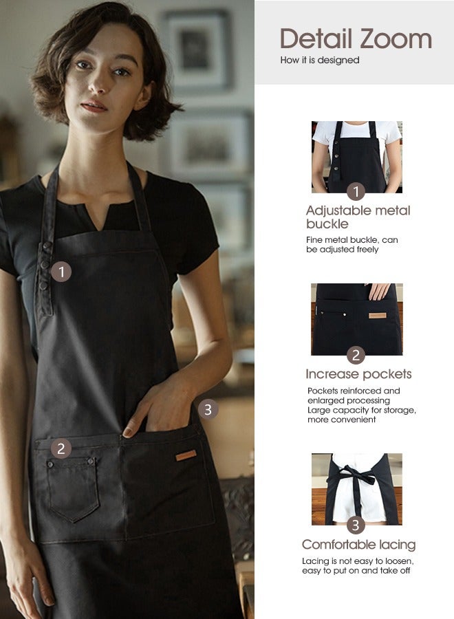 HomarKet Chef Apron for Women Men , Adjustable Kitchen Chef Apron,BBQ Restaurant Apron with 2 Pocket for Cooking Baking Gardening（Black） - Image 2