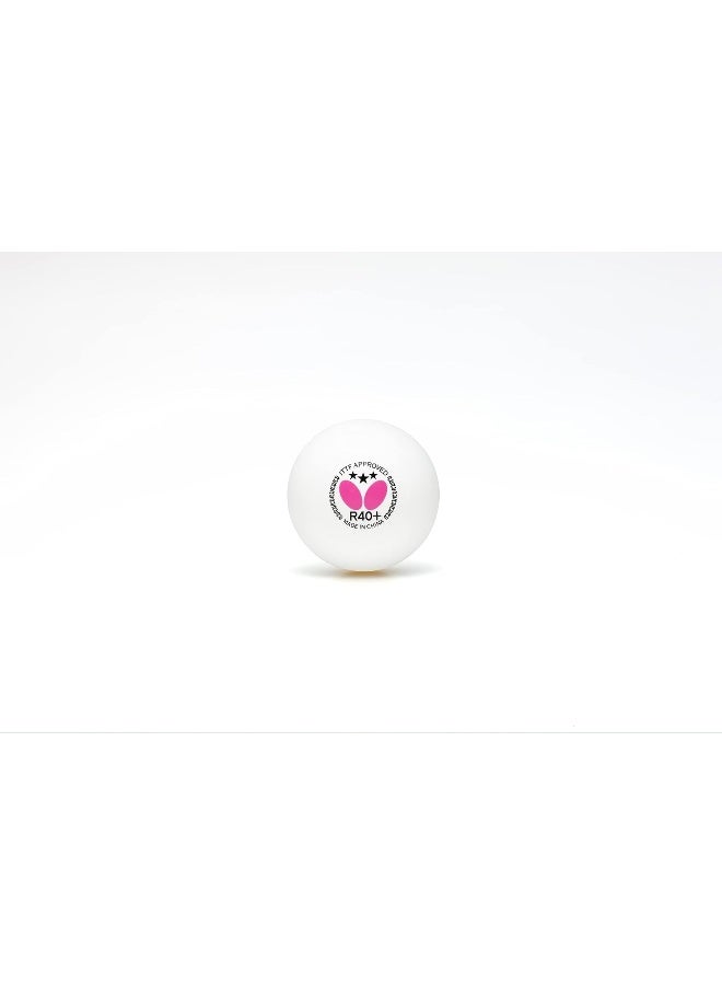 Butterfly R40+ Table Tennis Balls - 40mm White Ping Pong Ball ITTF Certified Professional Ball- Poly 3 Pack or 12 - Image 2