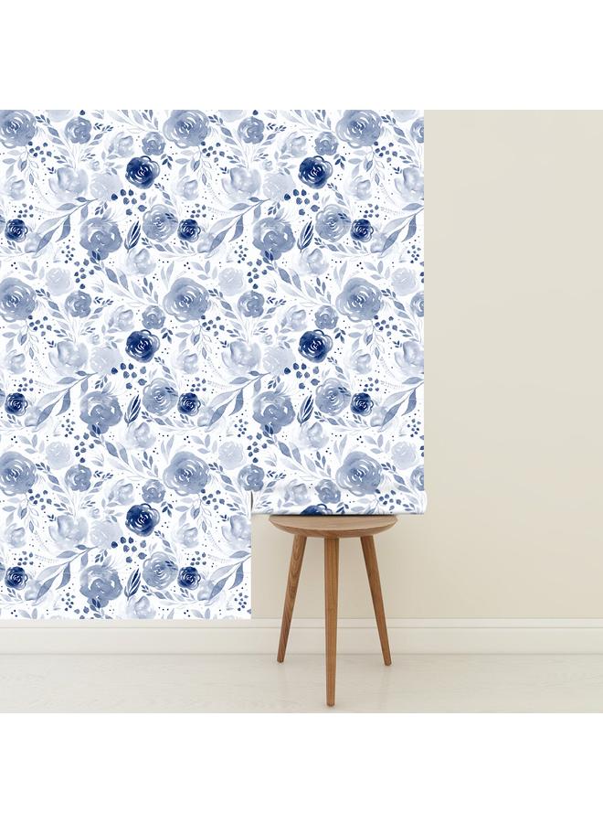 Bluejw Blue Watercolor Flower Background Removable Wallpaper Peel And Stick Mural Transformation Self-adhesive Wallpaper Background Wall Wallpaper - Image 5