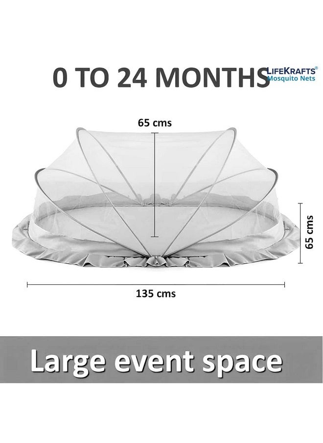 Lifekrafts Foldable Baby Mosquito Net, Bottomless Net For Infants, For Safe & Easy Use | Ensures Your Baby'S Safe Sleep 135 X 65 X 65Cms, For Babies & Toddlers (0 To 24 Months) - Grey  - Image 4