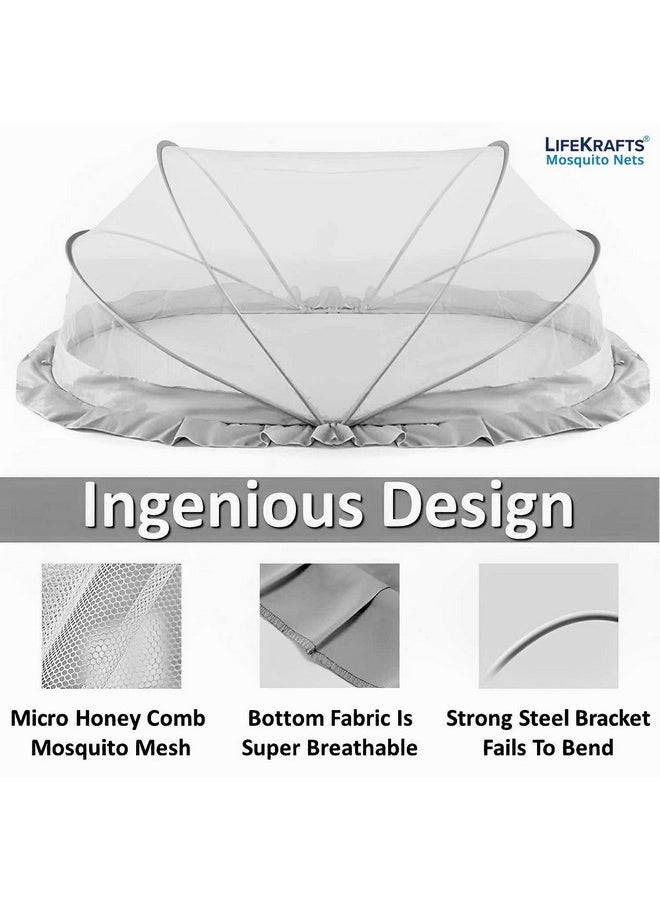 Lifekrafts Foldable Baby Mosquito Net, Bottomless Net For Infants, For Safe & Easy Use | Ensures Your Baby'S Safe Sleep 135 X 65 X 65Cms, For Babies & Toddlers (0 To 24 Months) - Grey  - Image 3