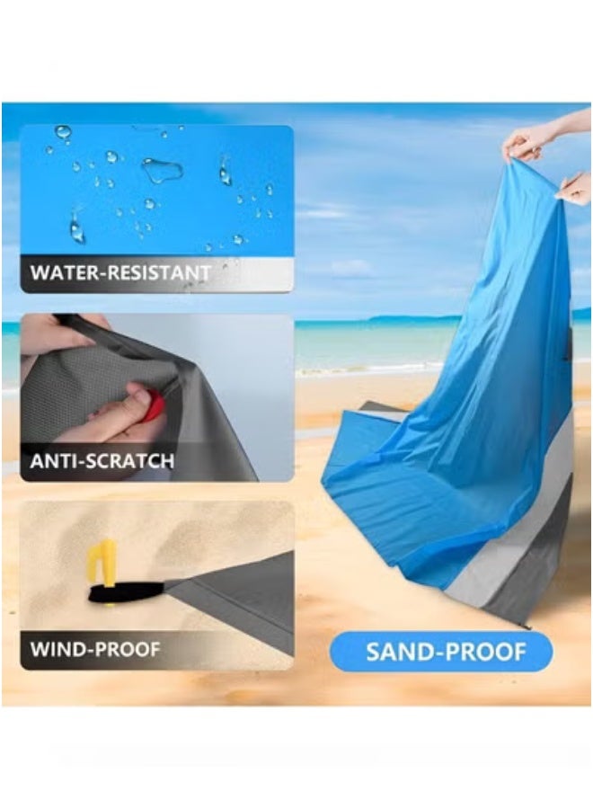 HALAMODO Beach Blanket with Stake and Pouch Waterproof Sandproof Beach Mat Quick Drying Outdoor Picnic Mat Large Leisure Beach Mat for Travel & Camping & Park 82x78 inches - Image 2