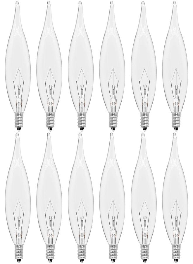 CYLYT - 12 Pack E12 Candle Light Bulbs 40W Warm White 2500K 380 Lumen Dimmable Ceiling Fan Hanging or Outdoor, CA10 Clear Bulbs - Image 1