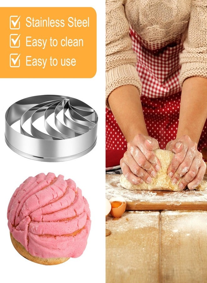 Sibba Concha Cutter Mexican Bread Mold 3.89 Inch Stainless Steel breakfast Concha Stamp Mold 2PCS Mexican Conchas Stamp Two-Sided Molds Metal ConchasShell StampsTool for Day Of The Dead Mexico Parties - Image 3