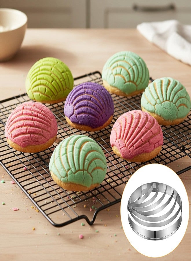 Sibba Concha Cutter Mexican Bread Mold 3.89 Inch Stainless Steel breakfast Concha Stamp Mold 2PCS Mexican Conchas Stamp Two-Sided Molds Metal ConchasShell StampsTool for Day Of The Dead Mexico Parties - Image 5