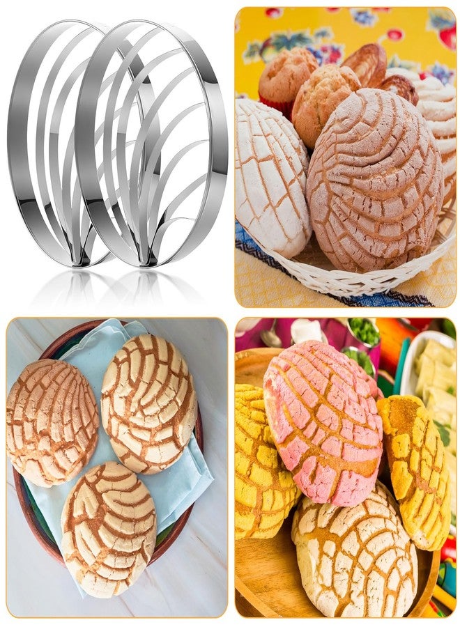 Sibba Concha Cutter Mexican Bread Mold 3.89 Inch Stainless Steel breakfast Concha Stamp Mold 2PCS Mexican Conchas Stamp Two-Sided Molds Metal ConchasShell StampsTool for Day Of The Dead Mexico Parties - Image 4