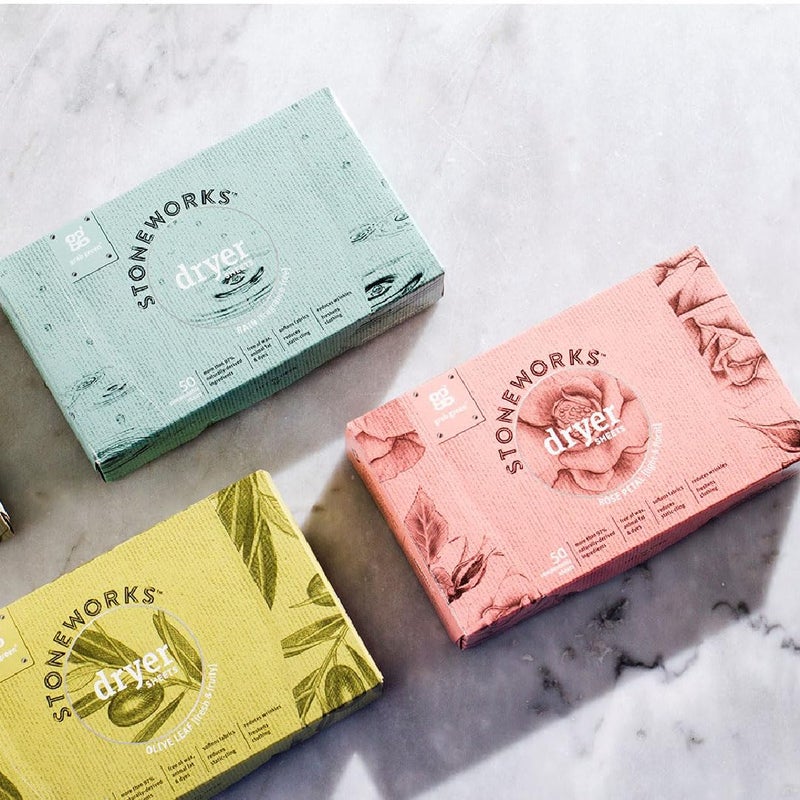 Grab Green Stoneworks Cruelty-Free Dryer Sheets | Softens Fabrics, Freshens Clothing & Reduces Static-Cling and Wrinkles | Plant Based | Olive Leaf Scent (160 Sheets) - Image 3