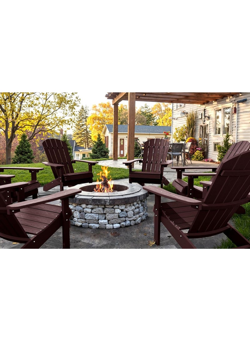 Outdoor Adirondack Patio Chair Weather Resistant Garden and Lawn Seating with Wood Style Design Comfortable Chair for Deck Porch and Fire Pit Areas - Image 1