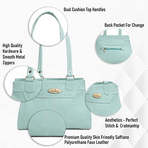 Fostelo Women's Kestrel Satchel Tote Handbag for Women | Ladies Purse | Stylish Shoulder Bag | Gift For Women | Light Grey - Image 2