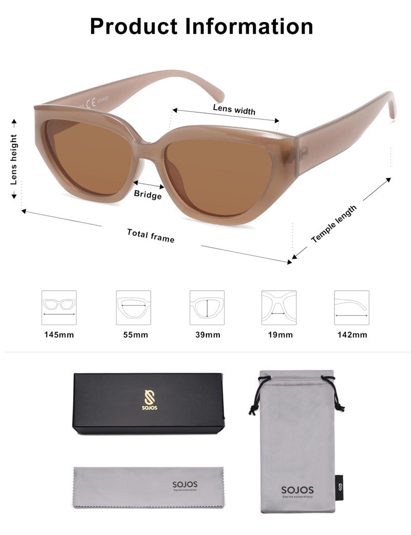 SOJOS Trendy Cute Cat Eye Polarized Sunglasses for Women Fashion Cateye Womens Sunnies SJ2237, Brown Frame Brown Lens - Image 5