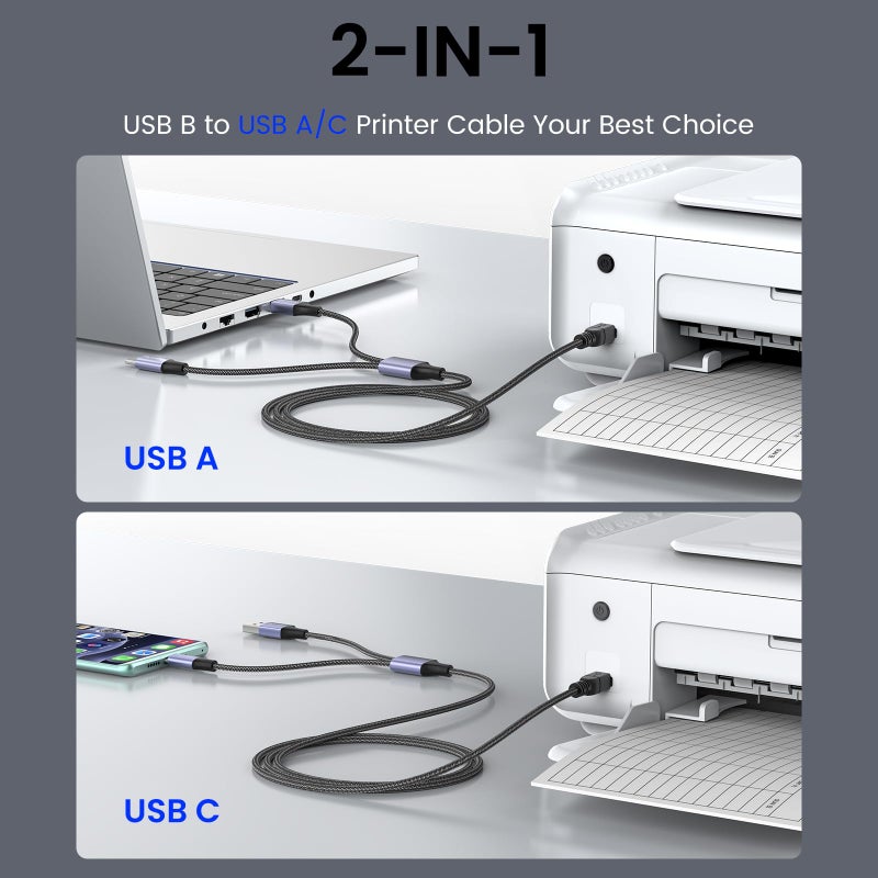 MOSWAG USB MIDI Cable Printer Cable USB 2.0 Type A Male to Type B Male Printer Scanner Cable Cord High Speed 9.84FT/3M Compatible with Electronic Music Instrument,Recording Audio Interface - Image 3