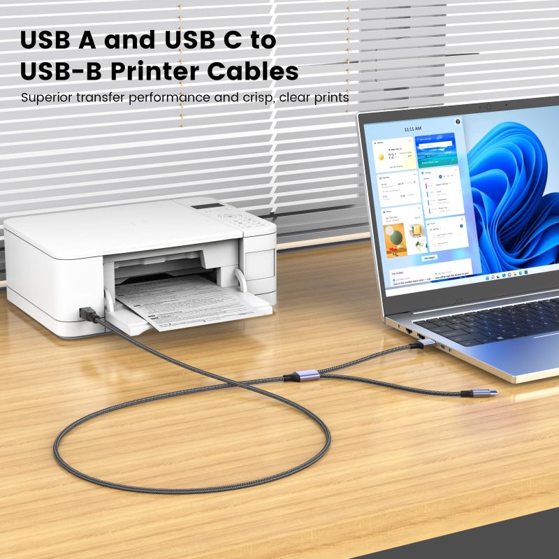 MOSWAG USB MIDI Cable Printer Cable USB 2.0 Type A Male to Type B Male Printer Scanner Cable Cord High Speed 9.84FT/3M Compatible with Electronic Music Instrument,Recording Audio Interface - Image 4