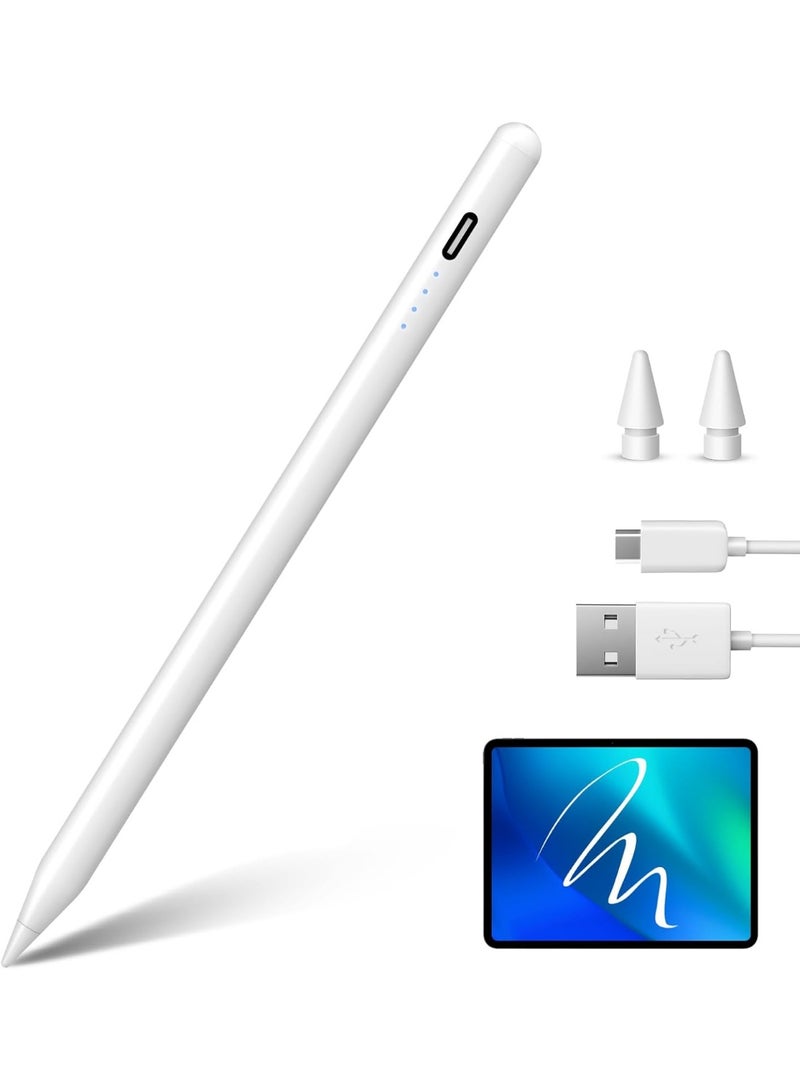 قلم رقمي نشط لأجهزة iPad إصدار 2018-2026، شحن سريع، رفض لمس الكف، حساسية الميل، مؤشر بطارية LED، تثبيت مغناطيسي، قلم كتابة دقيق - Image 1