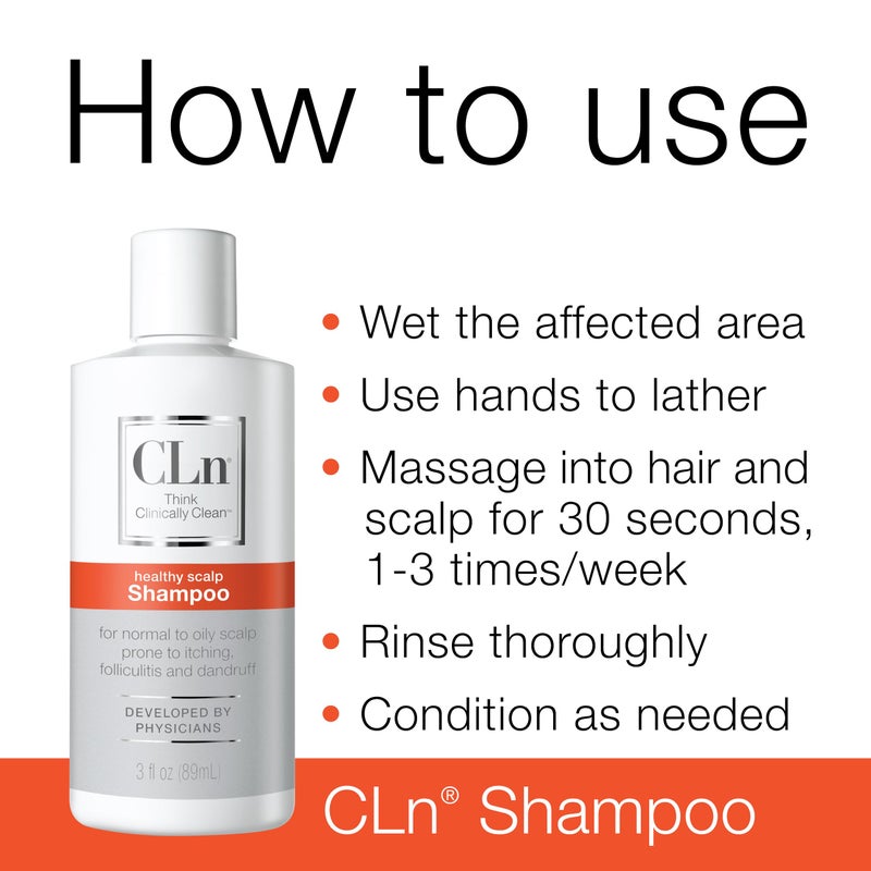 CLn Shampoo with Salicylic Acid â€“ 3 fl oz, Clarifying Anti Dandruff Shampoo for Oily Hair, Itchy or Flaky Scalp Prone to Dandruff, Folliculitis & Seborrheic Dermatitis, Hypoallergenic Formula - Image 5