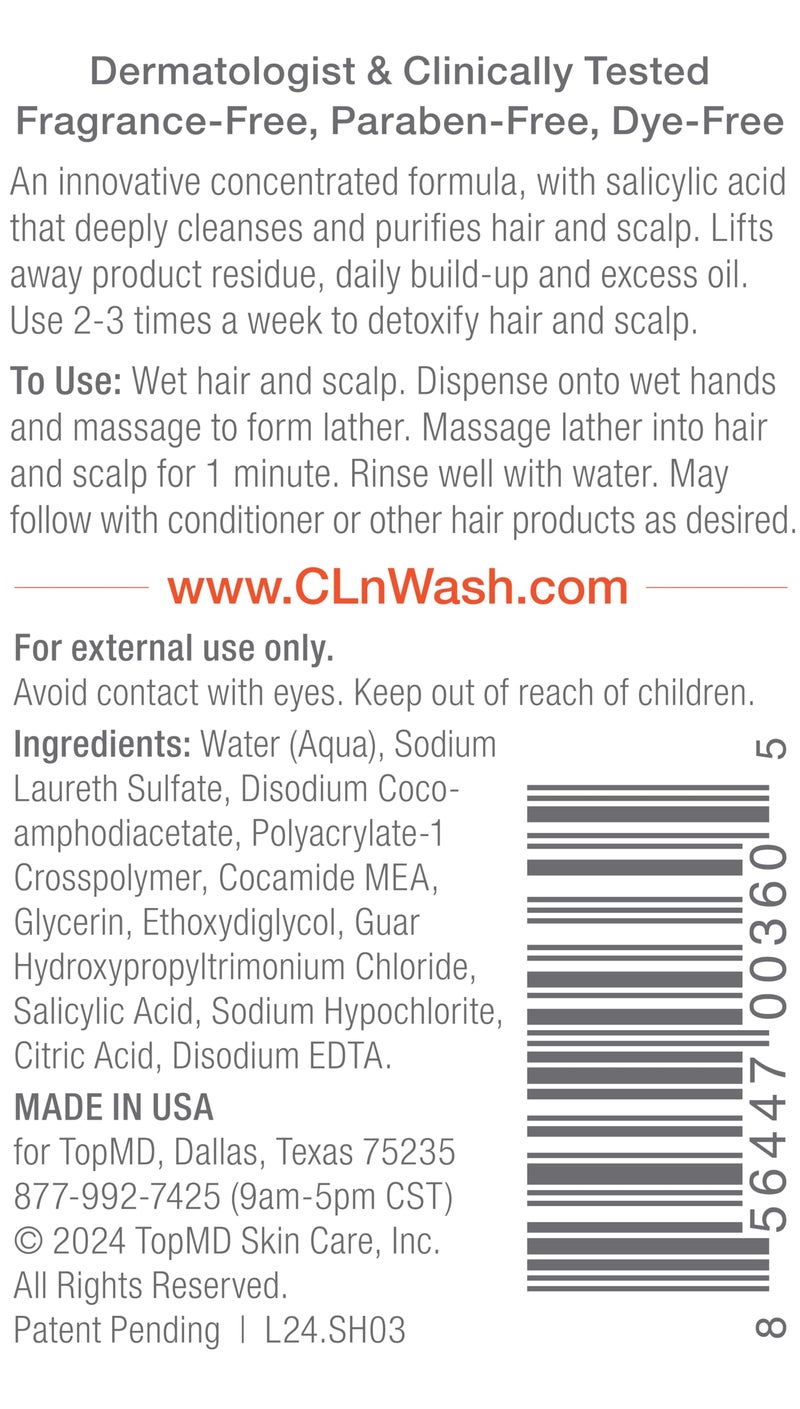 CLn Shampoo with Salicylic Acid â€“ 3 fl oz, Clarifying Anti Dandruff Shampoo for Oily Hair, Itchy or Flaky Scalp Prone to Dandruff, Folliculitis & Seborrheic Dermatitis, Hypoallergenic Formula - Image 2