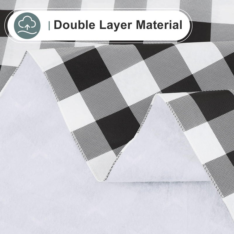misaya Rectangle Waterproof Vinyl Table Cloth, Buffalo Flannel Backed Tablecloth, Wipeable Plastic Table Cover for Easter, Dinner, Kitchen, Outdoor (60" x 84", Black and White) - Image 4