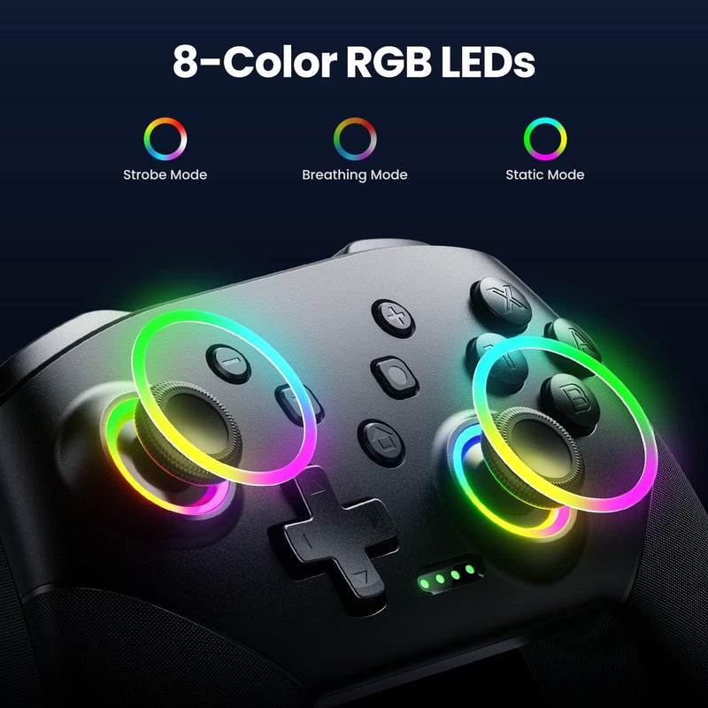 VOYEE Wireless Switch Controllers, Pro Controller for Lite/OLED/Windows PC/iOS/Android, One-Key Pairing Gamepad with 9-Color RGB LEDs 6-Axis Motion Wake Up Function - Image 2