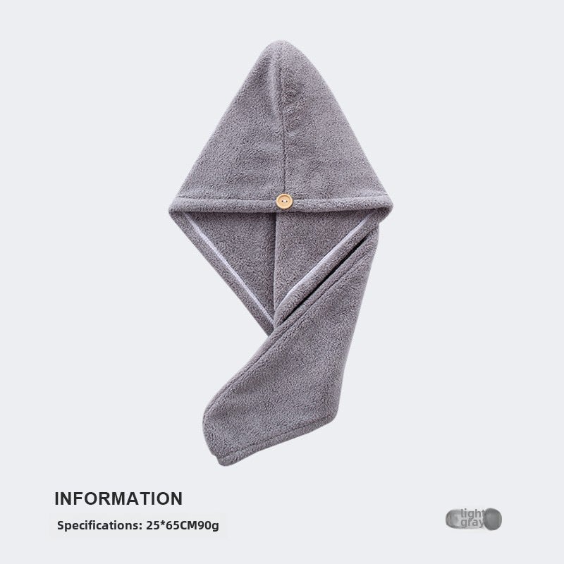 Generic Super Absorbent Coral Fleece Hair Towel Wrap Light gray