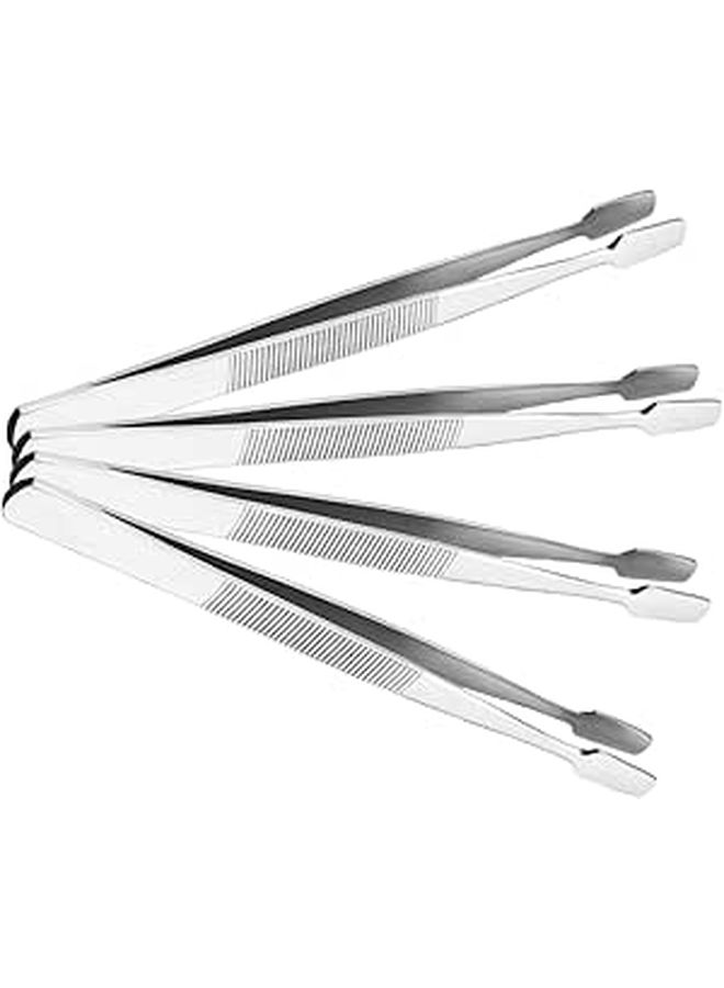 4pcs Stainless Steel Precision Flat Tip Tweezers Serrated Edges Stamp Collecting Jewelry Making Tools - Image 1
