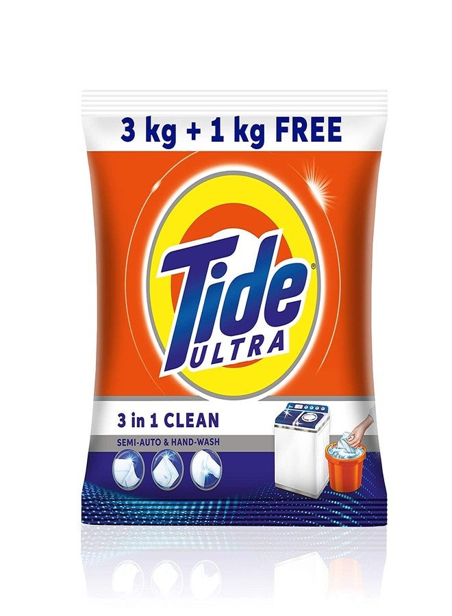 Tide Ultra 3 in 1 Clean Detergent Washing Powder, 3 kg + 1 kg Free = 4 kg - Image 4