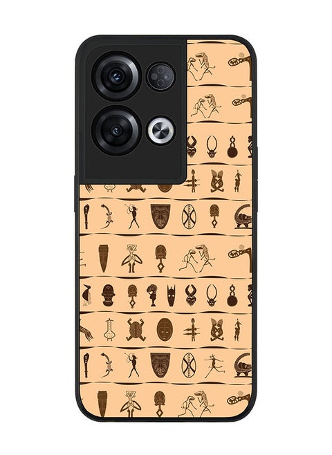 Rugged Black edge case for Oppo Reno8 Pro Slim fit Soft Case Flexible Rubber Edges Anti Drop TPU Gel Thin Cover - Tribal Hieroglyphics