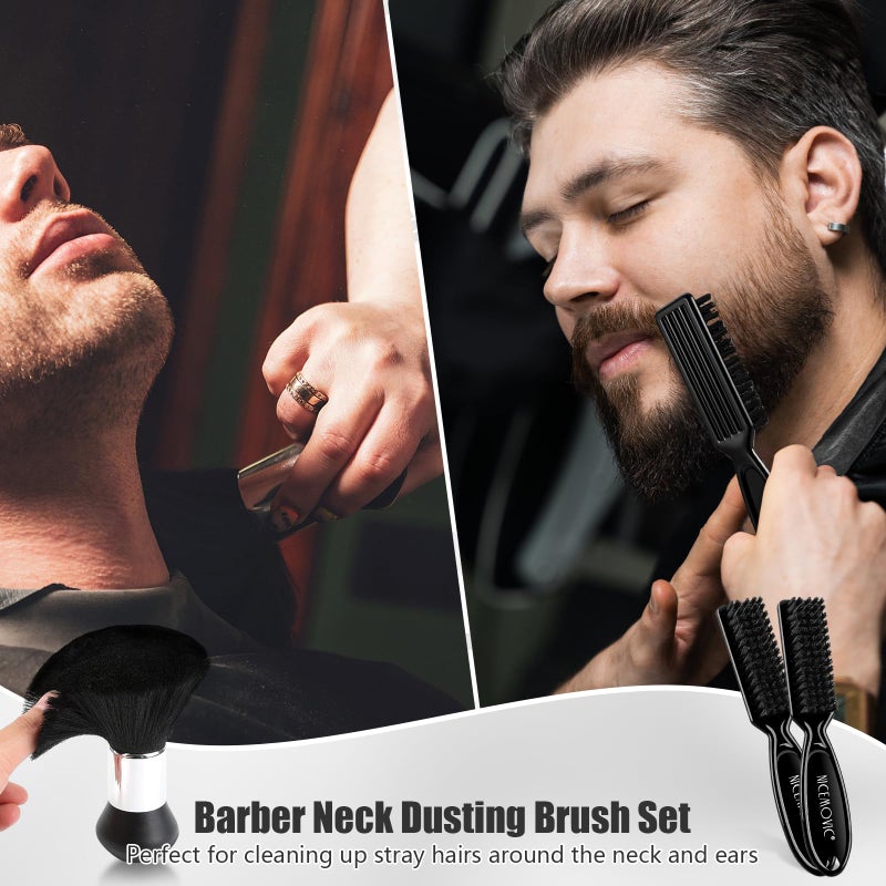NICEMOVIC 10 in 1 Hair Cutting Barber Cape with Neck Duster Brush Barber Brush Neck Strips Hair Combs Hair Clips, Professional Barber Accessories Cleaning Supplies for Salon Haircut Styling (Stripe) - Image 4