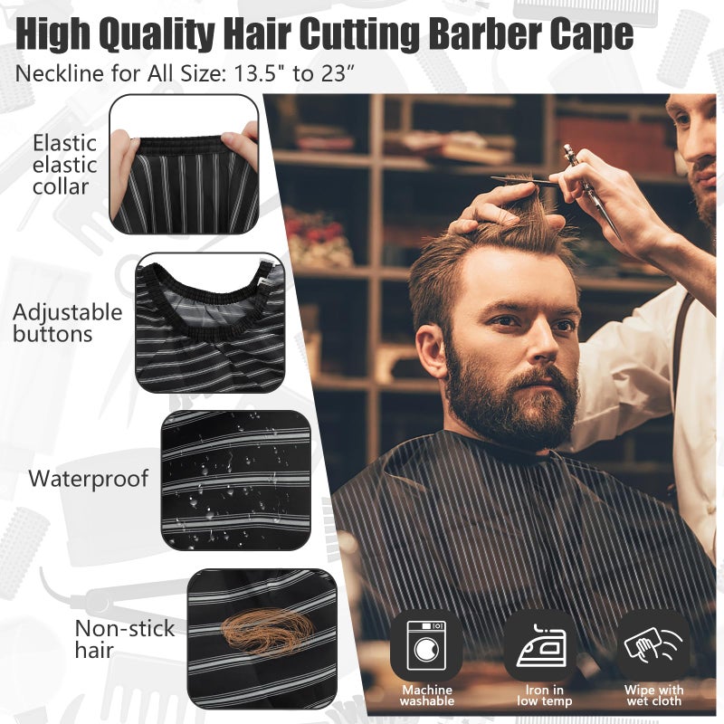 NICEMOVIC 10 in 1 Hair Cutting Barber Cape with Neck Duster Brush Barber Brush Neck Strips Hair Combs Hair Clips, Professional Barber Accessories Cleaning Supplies for Salon Haircut Styling (Stripe) - Image 3