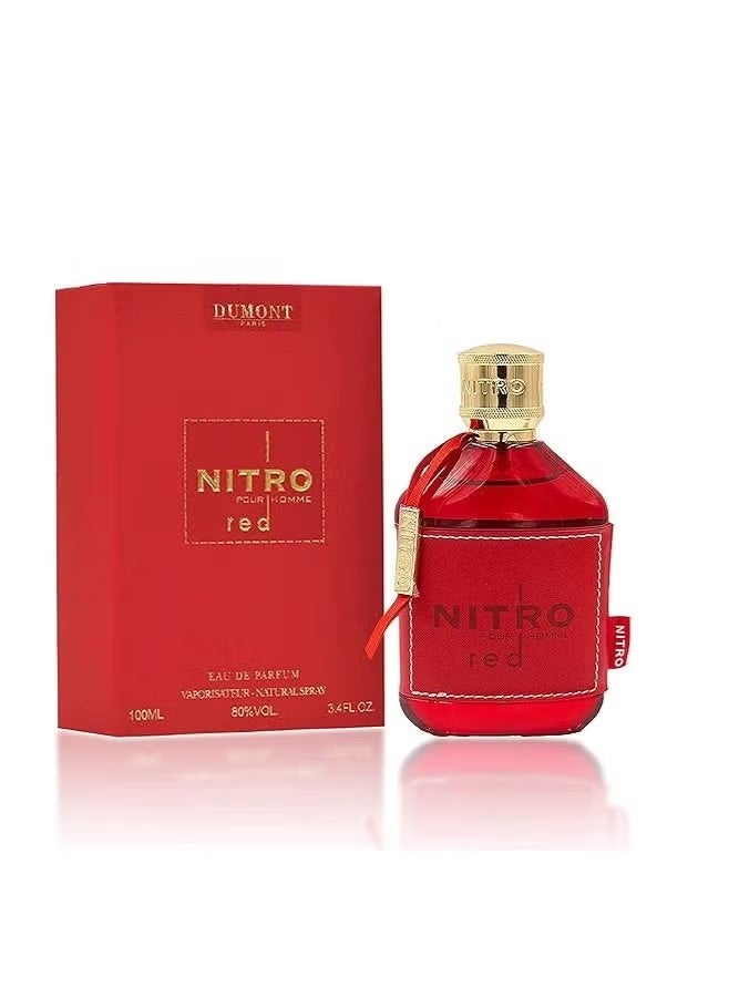 مومونت Dumont NITRO RED - 3.4oz - Eau De Parfum - عطر فاخر للرجال - عطر الفاكهة والخشبية والزهرية والذكورية - عطر كولونيا طويل الأمد ورذاذ الجسم - له - Image 1