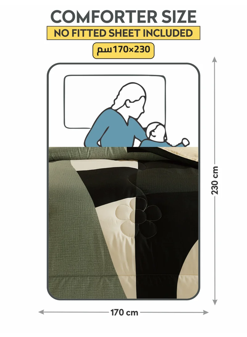 Donetella Bedding Comforter Set, twin Size 170x230 cm - 2-Pcs Digital Print Quilted Bed Set, Microfiber Fabric - 1 Comforter, 1 Pillow Shams.